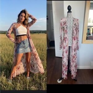 NWT Guess Sheer Wrap Dress Kimono Duster Swimsuit Cover Up Lingerie. XS/Small